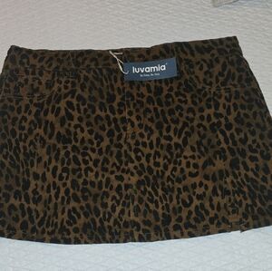Luvamia Brown Leopard Print Mini Skirt